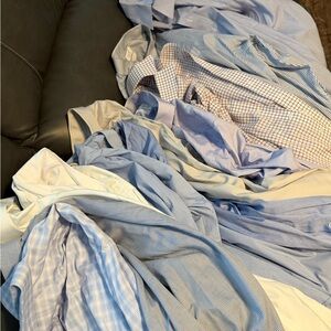 Elegant Blue and White Men's Dress Shirt